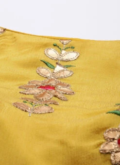 Yellow Embroidered Chinon N Maroon Top Festive Wear -C Bazaar Shop Yellow Embroidered Chinon N Maroon Top KRBS02307712 rrc1