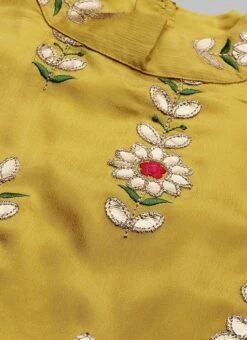 Yellow Embroidered Chinon Top Festive Wear -C Bazaar Shop Yellow Embroidered Chinon Top KRBS02307726 rrc1