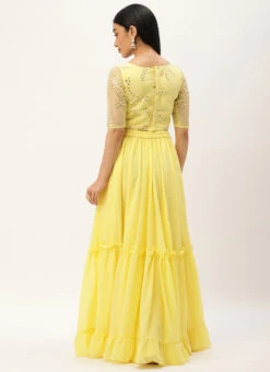 Skirt From Yellow Embroidered Crop Top N Skirt After Six Wear -C Bazaar Shop Yellow Embroidered Crop Top N Skirt IWBS02301682 b