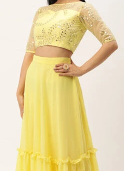 Skirt From Yellow Embroidered Crop Top N Skirt After Six Wear