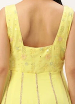 Yellow Embroidered Georgette Kali Gown Festive Wear -C Bazaar Shop Yellow Embroidered Georgette Kali Gown IWBS02301799 rrc2