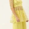 Yellow Embroidered Peplum Top Festive Wear