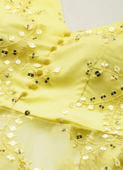 Yellow Embroidered Peplum Top Festive Wear -C Bazaar Shop Yellow Embroidered Peplum Top KRBS02307719 rrc1