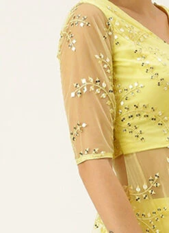 Yellow Embroidered Peplum Top Festive Wear -C Bazaar Shop Yellow Embroidered Peplum Top KRBS02307719 rrc3