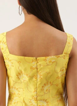 Yellow Foil Printed Jumpsuit Festive Wear -C Bazaar Shop Yellow Foil Printed Jumpsuit DRBS02208466 rrc2