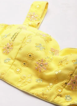 Bottom From Yellow Georgette Embroidered Crop Top N Sharara Set After Six Wear -C Bazaar Shop Yellow Georgette Embroidered Crop Top N Sharara Set IWBS02212558 rrc3