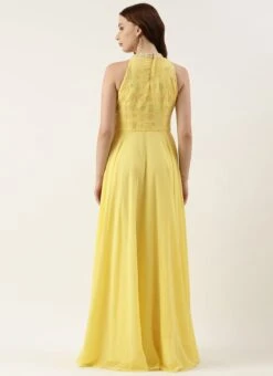 Yellow Georgette Embroidered Gown Party Wear -C Bazaar Shop Yellow Georgette Embroidered Gown IWBS02301764 b