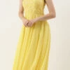Yellow Georgette Embroidered Gown Party Wear
