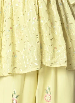 Bottom From Yellow Georgette Embroidered Palazzo Suit After Six Wear -C Bazaar Shop Yellow Georgette Embroidered Palazzo Suit SLBS02303903 rrc4