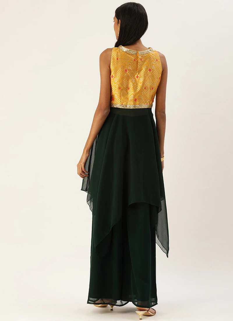 Yellow N Green Floor Length Palazzo Set Festive Wear 4 Yellow N Green Floor Length Palazzo Set Festive Wear - Image 4