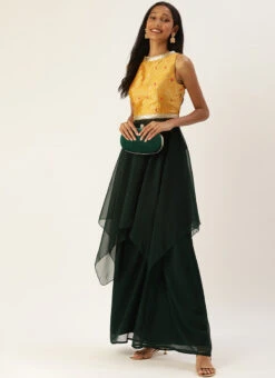 Yellow N Green Floor Length Palazzo Set Festive Wear