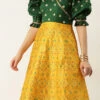 Yellow N Green Taffeta Jacquard Anarkali Suit Festive Wear