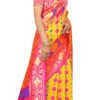 Yellow N Pink Color Woven Work Banarasi Silk Saree Festive Wear