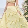 Yellow Nylon Net Embroidery Lehenga Choli With Dupatta Wedding Wear