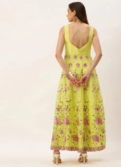 Yellow Organza Embroidered Gown Festive Wear -C Bazaar Shop Yellow Organza Embroidered Gown IWBS02211033 b
