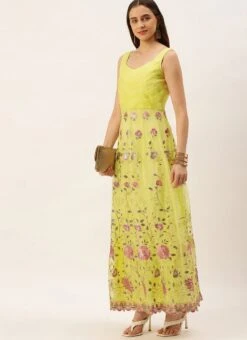 Yellow Organza Embroidered Gown Festive Wear -C Bazaar Shop Yellow Organza Embroidered Gown IWBS02211033 u