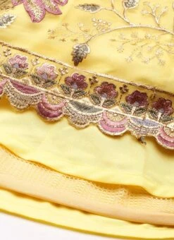 Skirt From Yellow Organza N Pink Art Silk Skirt N Top Set After Six Wear -C Bazaar Shop Yellow Organza N Pink Art Silk Skirt N Top Set IWBS02211065 rrc4