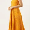 Yellow Printed Strap Neck Dress After Six Wear