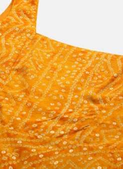 Yellow Printed Strap Neck Dress After Six Wear -C Bazaar Shop Yellow Printed Strap Neck Dress DRBS02109710 rrc1