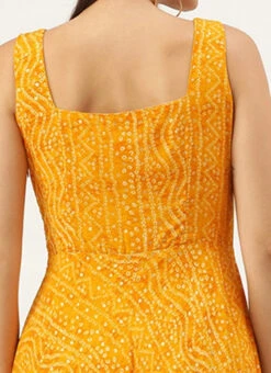 Yellow Printed Strap Neck Dress After Six Wear -C Bazaar Shop Yellow Printed Strap Neck Dress DRBS02109710 rrc2