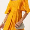 Yellow Printed Viscose Dress After Six Wear