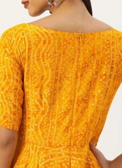 Yellow Printed Viscose Handkerchief Style Dress Festive Wear -C Bazaar Shop Yellow Printed Viscose Handkerchief Style Dress DRBS02110941 rrc2