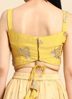 Yellow Sequins Embroidered Chinon Blouse Festive Wear -C Bazaar Shop Yellow Sequins Embroidered Chinon Blouse BLBS02301971 rrc2