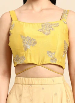 Yellow Sequins Embroidered Chinon Blouse Festive Wear -C Bazaar Shop Yellow Sequins Embroidered Chinon Blouse BLBS02301971 rrc4