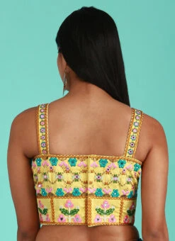 Yellow Silk Embroidered Work Blouse Party Wear 7 Yellow Silk Embroidered Work Blouse Party Wear -C Bazaar Shop Yellow Silk Embroidered Work Blouse BLSPFB133Y b