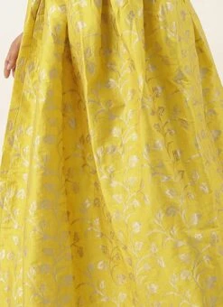 Yellow Taffeta Jacquard Skirt Festive Wear