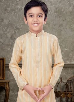 Yellow To White Blended Cotton Kids Boys Kurta Pyjama Party Wear 5 Yellow To White Blended Cotton Kids Boys Kurta Pyjama Party Wear -C Bazaar Shop Yellow To White Blended Cotton Kids Boys Kurta Pyjama KDBMSGR773 b