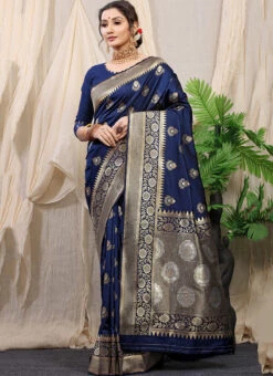 Zari Weaving Patola Silk Navy Blue Color Saree Festive Wear -C Bazaar Shop Zari Weaving Patola Silk Navy Blue Color Saree SASOM111105 u