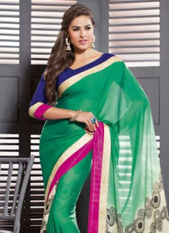 Zesty Green Printed Saree Festive Wear -C Bazaar Shop Zesty Green Printed Saree SACVP161 b