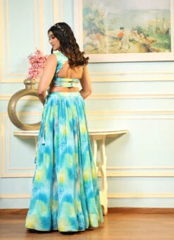 A Line Lehenga Blue Satin Silk Digital Printed Work Festive Wear -C Bazaar Shop a line lehenga blue satin silk digital printed work ghska4520107 b