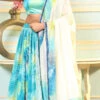 A Line Lehenga Blue Satin Silk Digital Printed Work Festive Wear