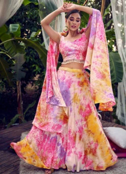 A Line Lehenga Purple Pink Satin Silk Digital Printed Work Party Wear -C Bazaar Shop a line lehenga purple pink satin silk digital printed work ghsom272314 u