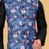 Aegean Blue Cotton Printed Nehru Jacket