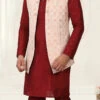 Baby Pink Art Silk Jacquard Nehru Jacket