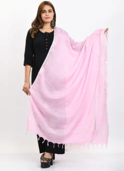 Baby Pink Linen Cotton Dupatta Work Wear -C Bazaar Shop baby pink linen cotton dupatta dpdmimfd170 u