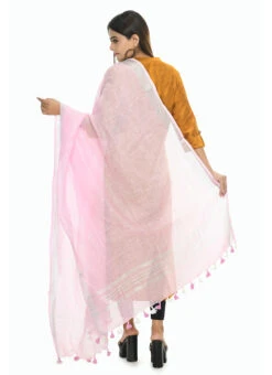 Baby Pink Linen Dupatta Work Wear -C Bazaar Shop baby pink linen dupatta dpdmimfd084 b