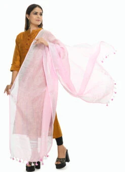 Baby Pink Linen Dupatta Work Wear -C Bazaar Shop baby pink linen dupatta dpdmimfd084 u