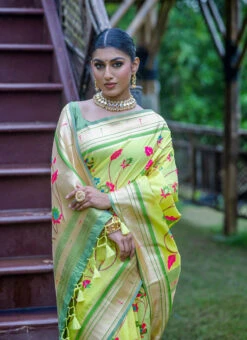 Banarasi Silk Green Color Zari Work Saree Festive Wear -C Bazaar Shop banarasi silk green color zari work saree sasacw4333 b