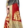 Banarasi Silk Woven Work Grey N Red Color Saree Festive Wear