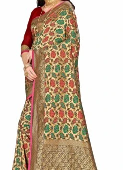 Banarasi Silk Woven Work Multicolor Saree Festive Wear