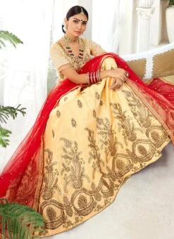 Beige Art Silk A Line Lehenga Party Wear 7 Beige Art Silk A Line Lehenga Party Wear -C Bazaar Shop beige art silk a line lehenga ghssit36304 b