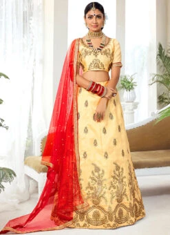 Beige Art Silk A Line Lehenga Party Wear 6 Beige Art Silk A Line Lehenga Party Wear -C Bazaar Shop beige art silk a line lehenga ghssit36304 u