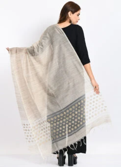 Beige Banarasi Cotton Dupatta Work Wear -C Bazaar Shop beige banarasi cotton dupatta dpdmimfd101 b