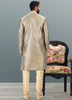 Beige Banarasi Silk Jacquard Work Kurta Pyjama Party Wear -C Bazaar Shop beige banarasi silk jacquard work kurta pyjama kpmsc2046 b