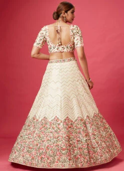 Beige Color Pure Silk Embroidered And Zari Work Umbrella Lehenga Wedding Wear -C Bazaar Shop beige color pure silk embroidered and zari work umbrella lehenga ghmkns391 b
