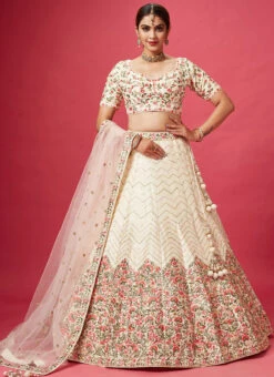 Beige Color Pure Silk Embroidered And Zari Work Umbrella Lehenga Wedding Wear -C Bazaar Shop beige color pure silk embroidered and zari work umbrella lehenga ghmkns391 u